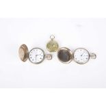 Three gold plated pocket watches The first a full hunter with a white enamel dial signed Russell &