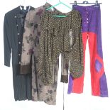 A collection of vintage clothing To include an Yves Saint Laurent sheer polka dot blouse, size 42,