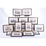 Seventeen framed and glazed late 19th Century engravings of continental scenes With Hogarth frames,