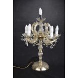 A cut glass five branch chandelier, late 20th Century Height approximately 66cm,