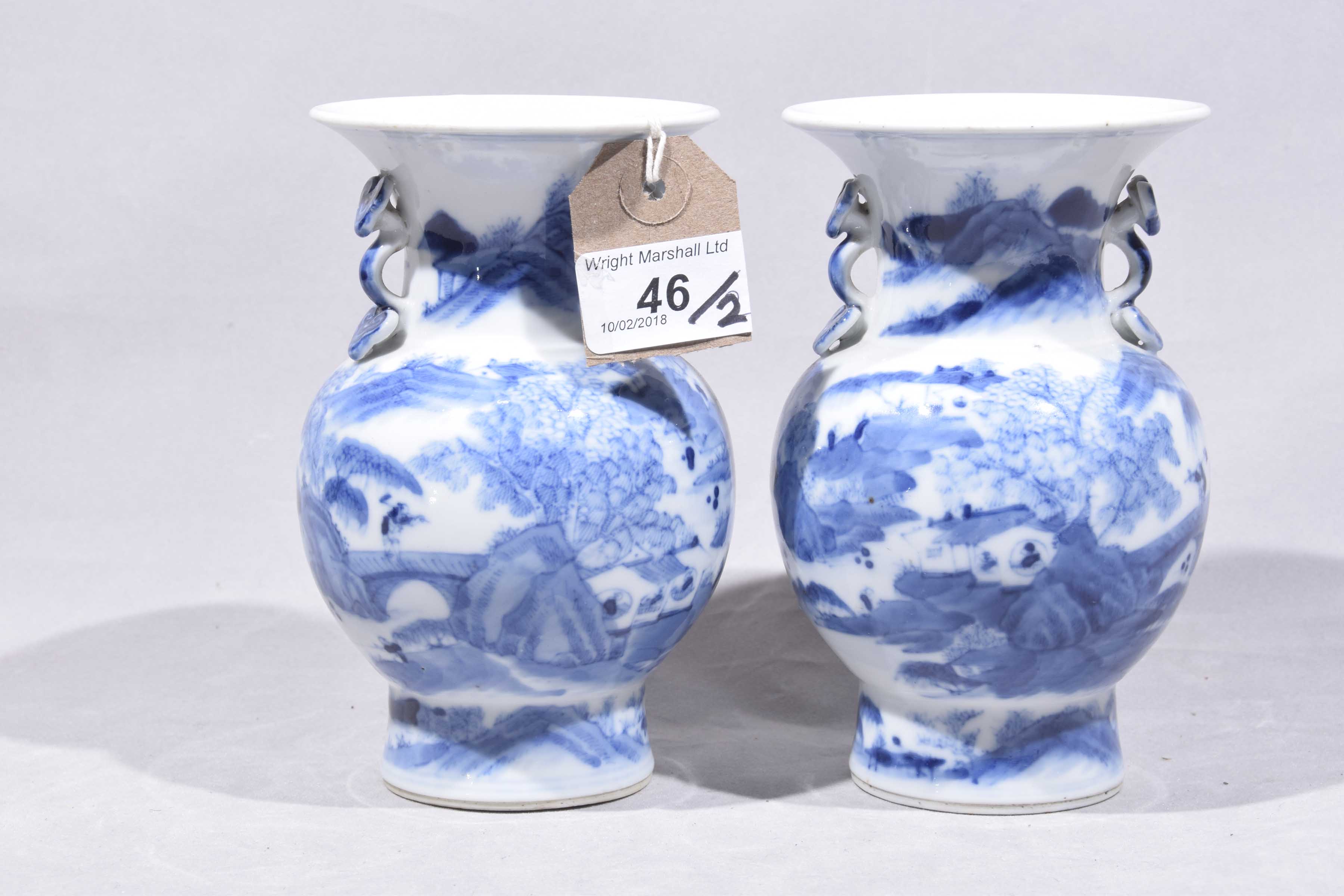A pair of Chinese blue and white vases, Kangxi (1654-1722) Each of baluster form, - Image 3 of 8