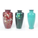 A group of three Japanese cloisonne vases,