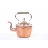 A large copper kettle, mid to late 19th Century Kettle with fixed handle, height 32cm.