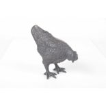 A bronze model of a standing chicken, late 20th Century Height 10cms.