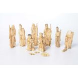 A collection of Japanese ivory figures,