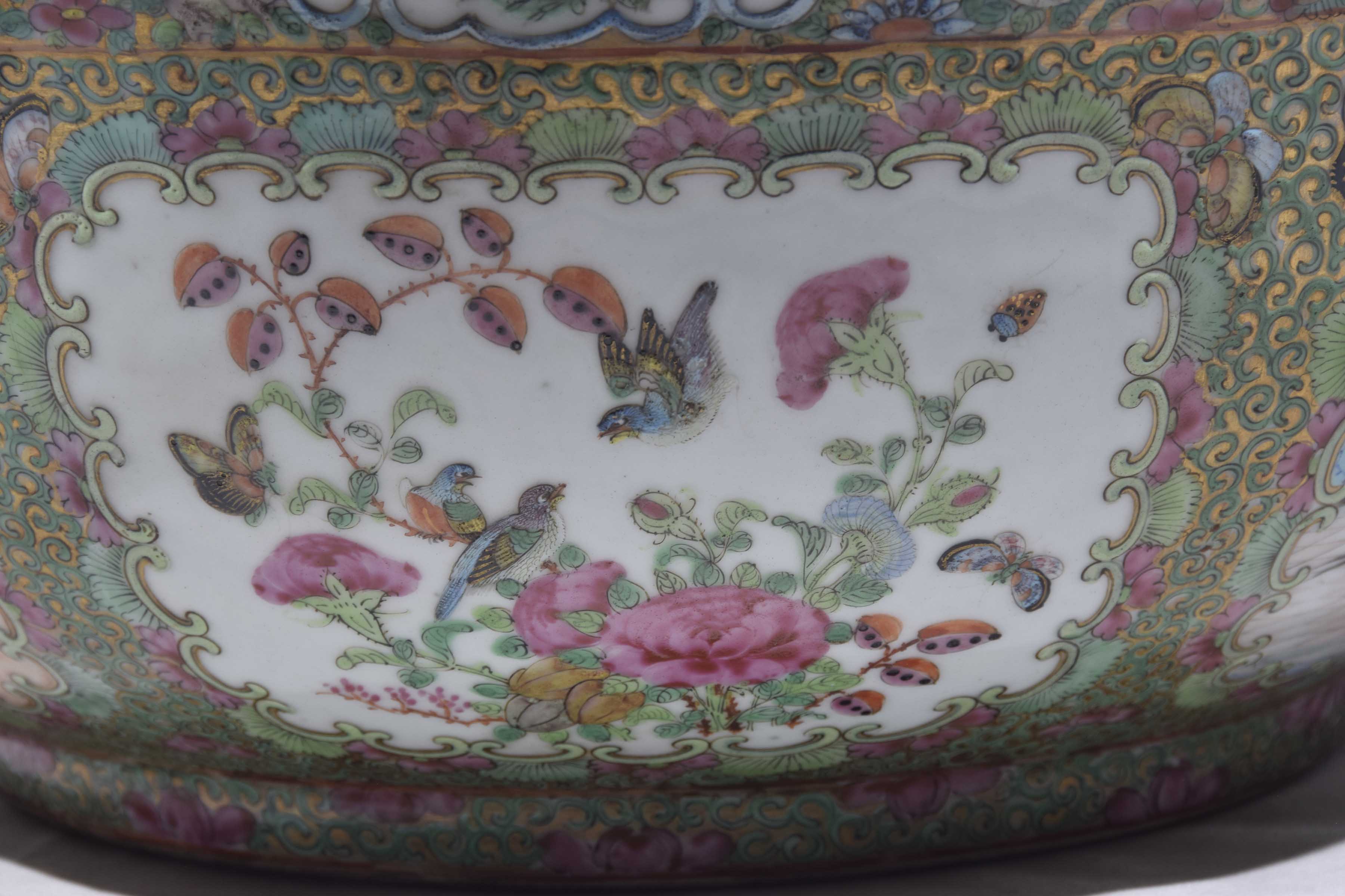 A large Chinese Canton famille rose punch bowl, - Image 10 of 13