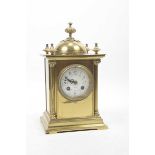 A 19th Century French brass cased bracket clock Having acorn finial above painted enamel dial with