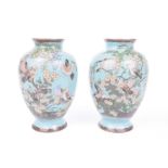 A pair of Japanese cloisonne, 'Bird study' vase, circa 1900 Each of rounded ovoid form,