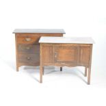 A late Victorian stained hardwood chest and a marble toped washstand The chest with two short and