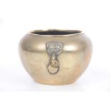 A Chinese polished bronze censer Xuande (1426-1435) character marks to base Of rounded bombe form,