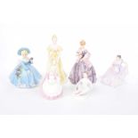 Six assorted ceramic figurines To include Royal Worcester "First Dance", "Royal Doulton Invitation",