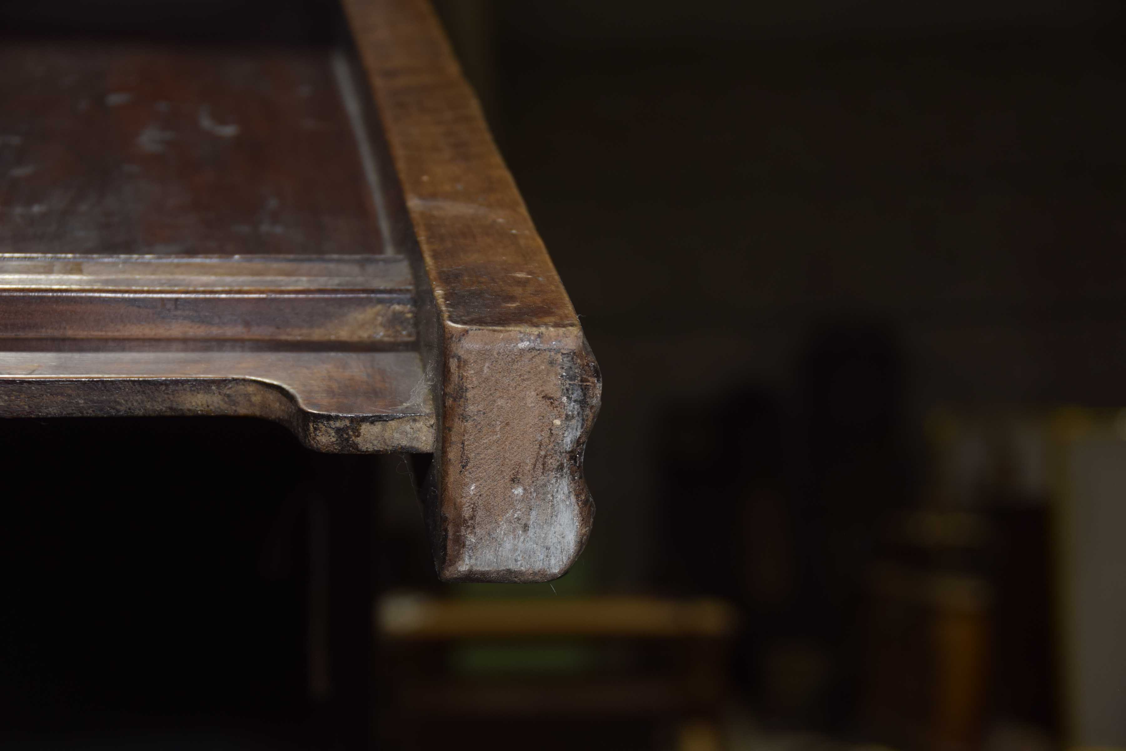 A large Chinese Huanghuali style altar table The rectangular single plank flat top, - Image 2 of 14