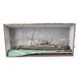 A cased diorama of a twin masted steam ship 'Edith',