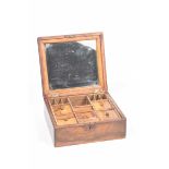 An olive wood "Jerusalem" box The hinged cover centred with stencilled lettering enclosing a