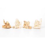 A group of Japanese ivory carvings,