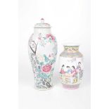 Two Chinese famille rose vases The first of shouldered ovoid form,