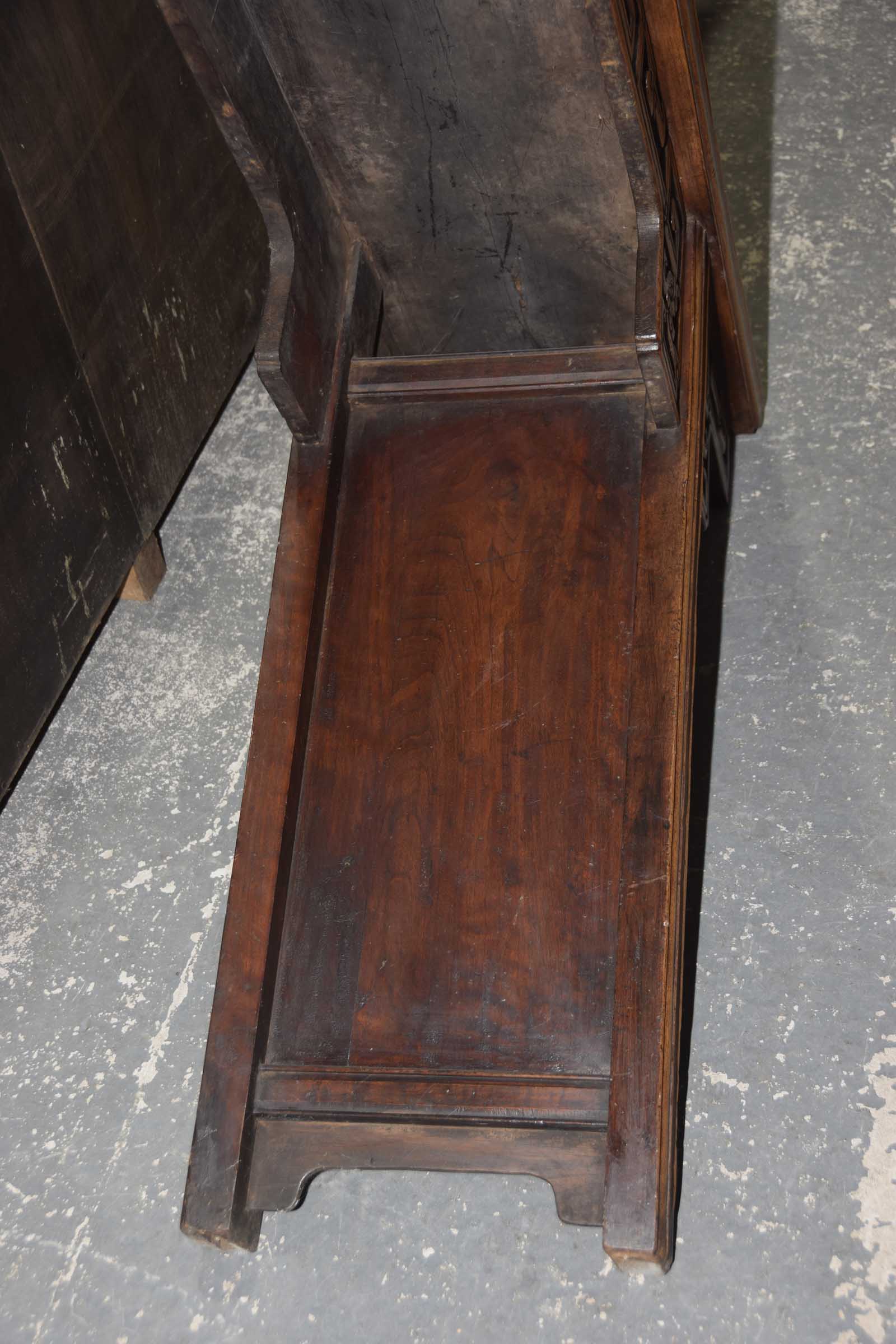 A large Chinese Huanghuali style altar table The rectangular single plank flat top, - Image 10 of 14