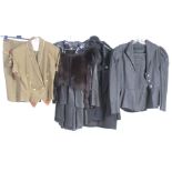 A mixed group of vintage jackets and skirts To include a Vikey Tiel dark charcoal pin striped