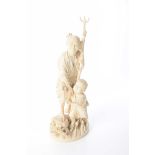 A Japanese carved ivory okimono, early 20th Century Modelled as a fisherman and young by,