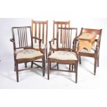 Three 19th Century mahogany elbow chairs To include a George IV mahogany elbow chair with concave