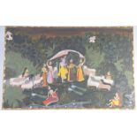 A decorative contemporary Mughal style painting Depicting Kali and followers dancing in a grove,