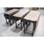 Three 17th / 18th Century oval oak drop leaf dining tables On baluster and bobbin turned supports