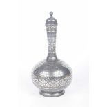 Indian Bidri vase The bulbous form vase extending to a tapered cylindrical neck and terminating at