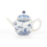 A Chinese Qianlong period blue and white teapot Of rounded form,