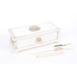 A Chinese Canton ivory jewellery box,