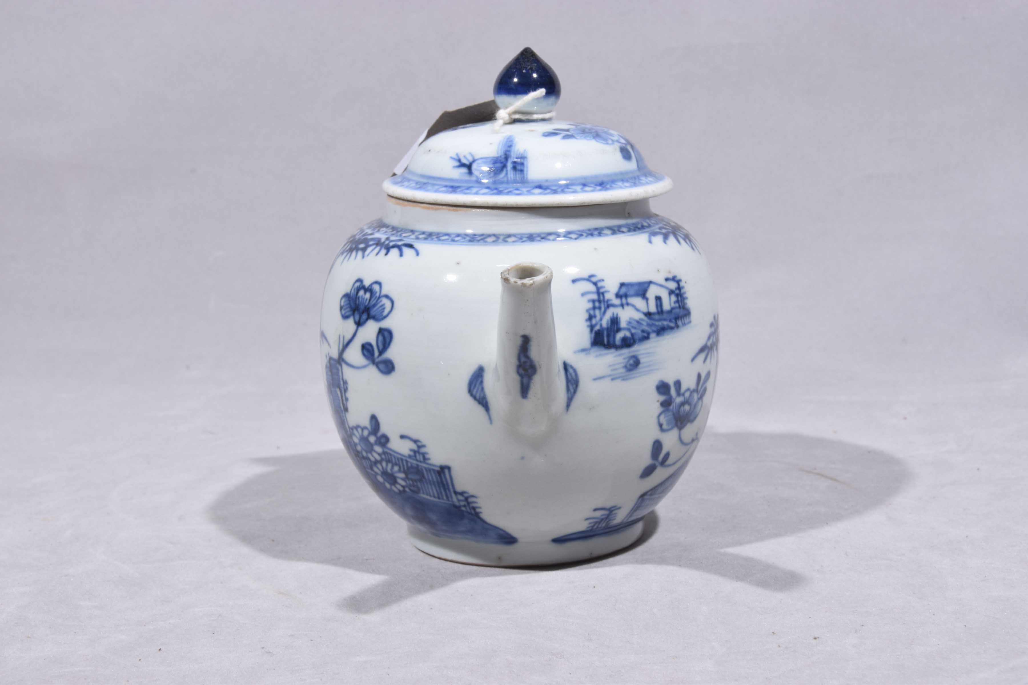 A Chinese Qianlong period blue and white teapot Of rounded form, - Image 6 of 7