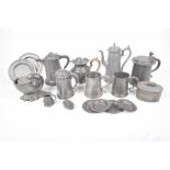 A Charles II type pewter lidded tankard Stamped N.R.