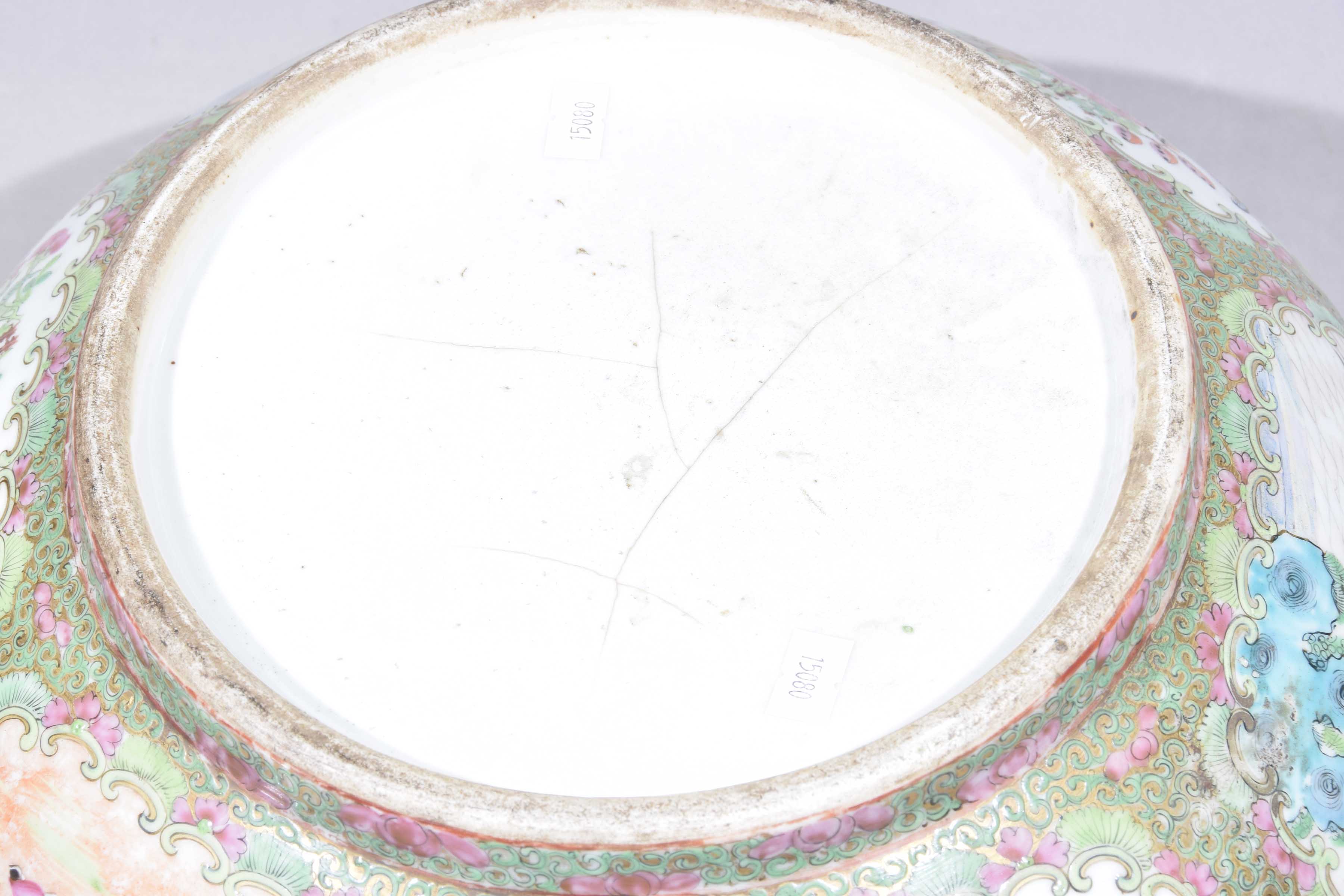 A large Chinese Canton famille rose punch bowl, - Image 6 of 13