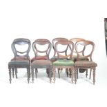 A matched set of eight Victorian mahogany balloon back dining chairs Each with a serpentine seat