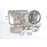 A collection of silver plated items To include twin handled tray, two circular trays,