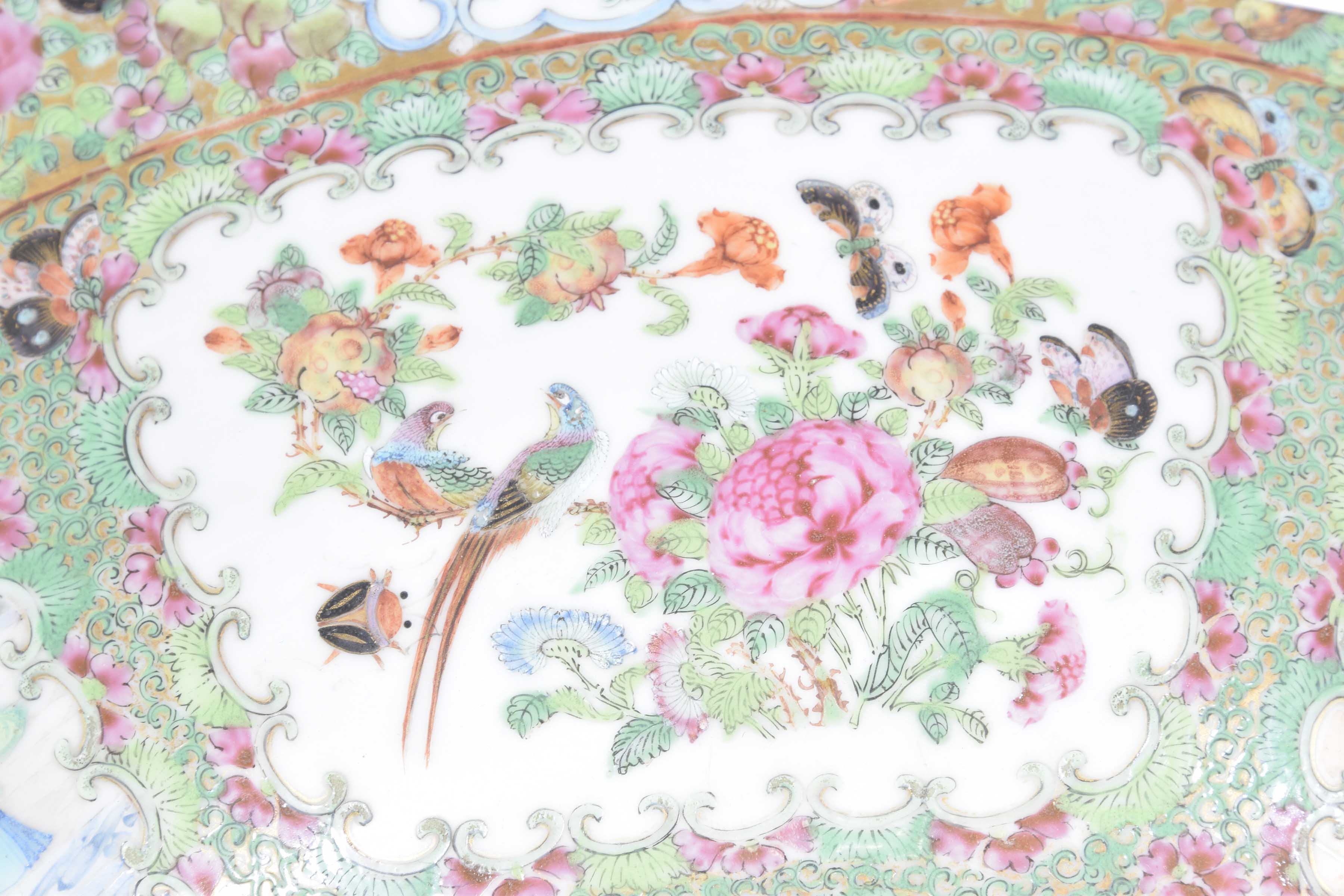 A large Chinese Canton famille rose punch bowl, - Image 2 of 13