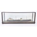 A cased model of a cargo ship 'The Velutina, London', early 20th Century Four sided glazed case,