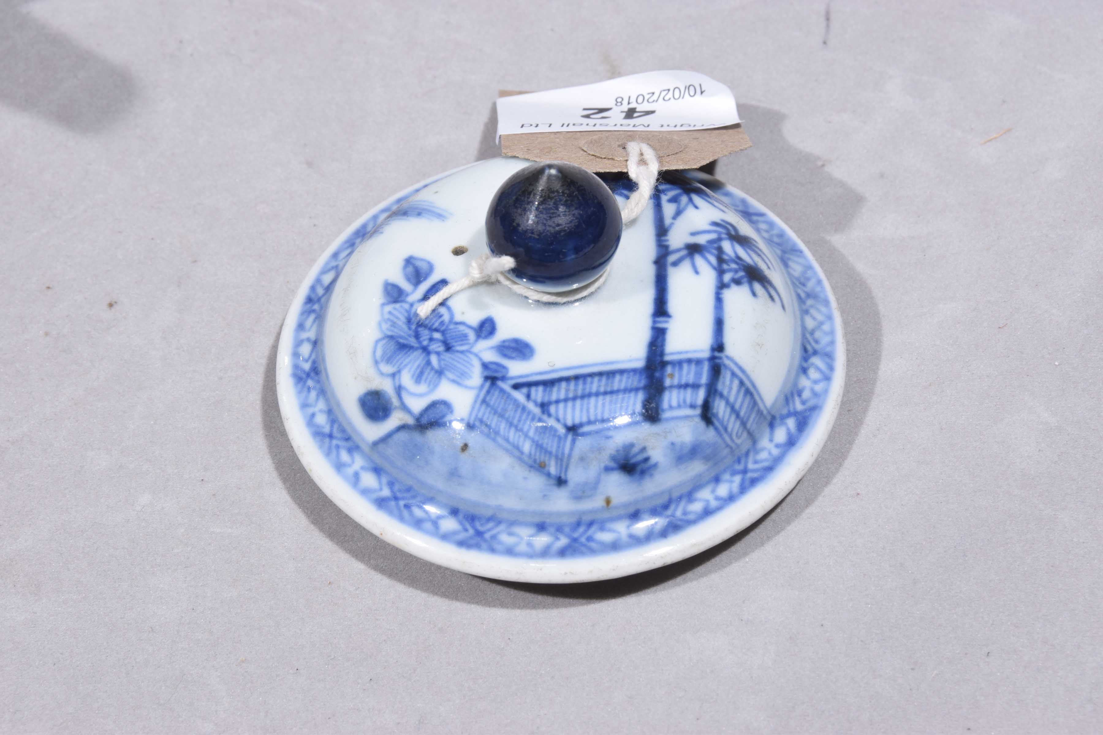 A Chinese Qianlong period blue and white teapot Of rounded form, - Image 7 of 7