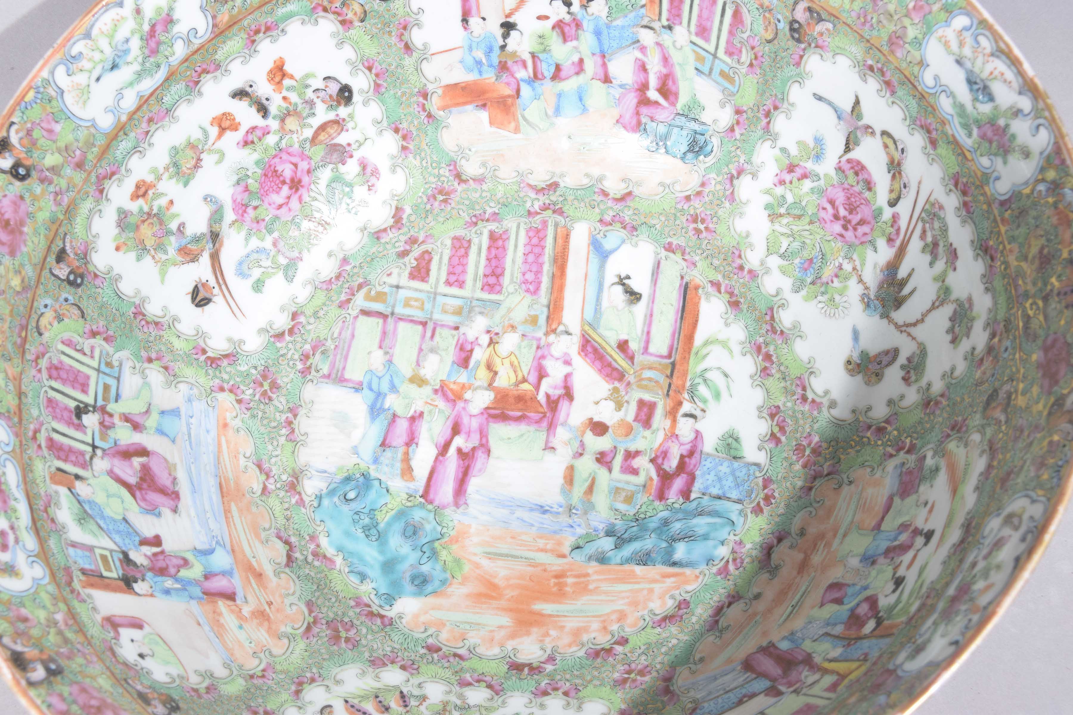 A large Chinese Canton famille rose punch bowl, - Image 4 of 13