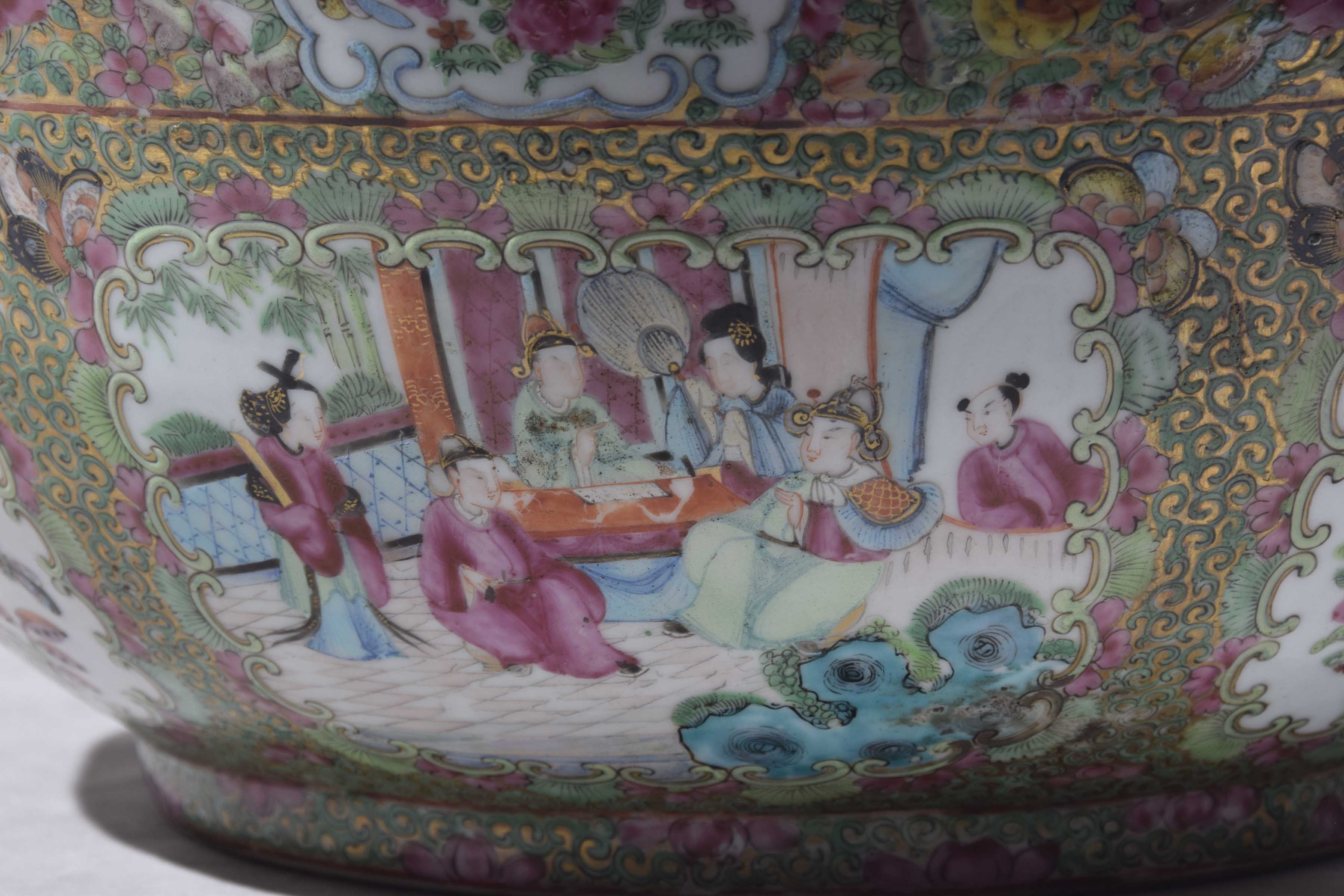 A large Chinese Canton famille rose punch bowl, - Image 11 of 13