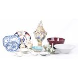 A collection of Japanese and Chinese ceramics To include two Qinglong blue and white export