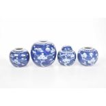 A collection of Chinese blue and white "Prunus" jars Each of rounded ovoid form,