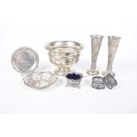 A collection of hallmarked silver items To include a footed bowl,