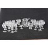 A collection of mid 19th Century engraved glasses Each glass engraved with grapes and trailing vine