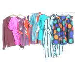 A mixed group of vintage clothing To include two examples of Isa Weg silk blouses,
