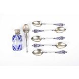 A set of five Marius Hammer silver and enamel Norwegian teaspoons, circa 1910 Each of typical form,
