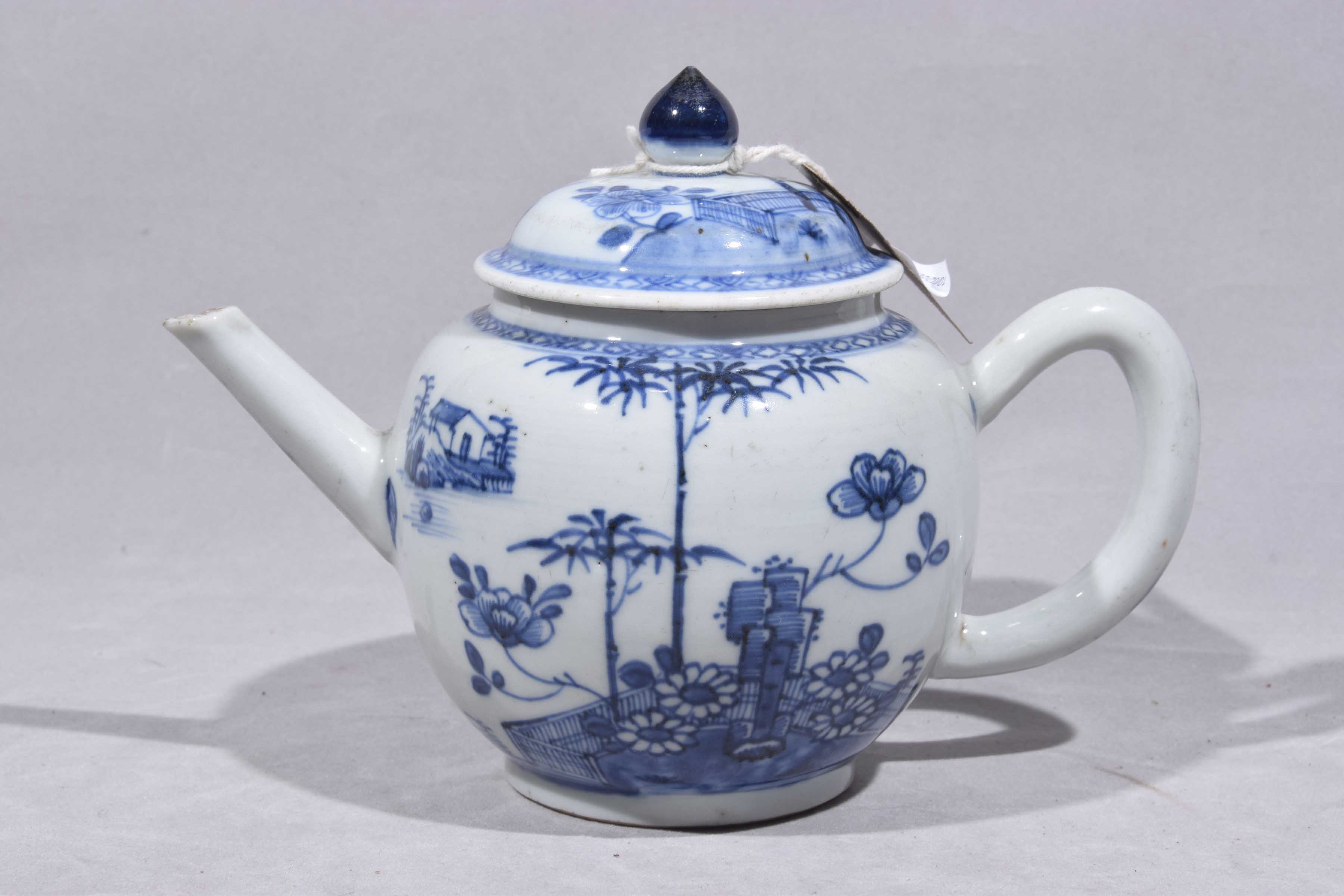 A Chinese Qianlong period blue and white teapot Of rounded form, - Image 3 of 7