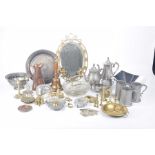 A collection of assorted copper, brassware and pewter ware,