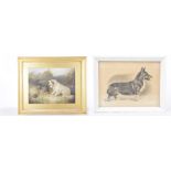 After Edwin Landseer 'The Rabbit Hole' An overpainted print, framed and glazed, 20cm x 27cm,