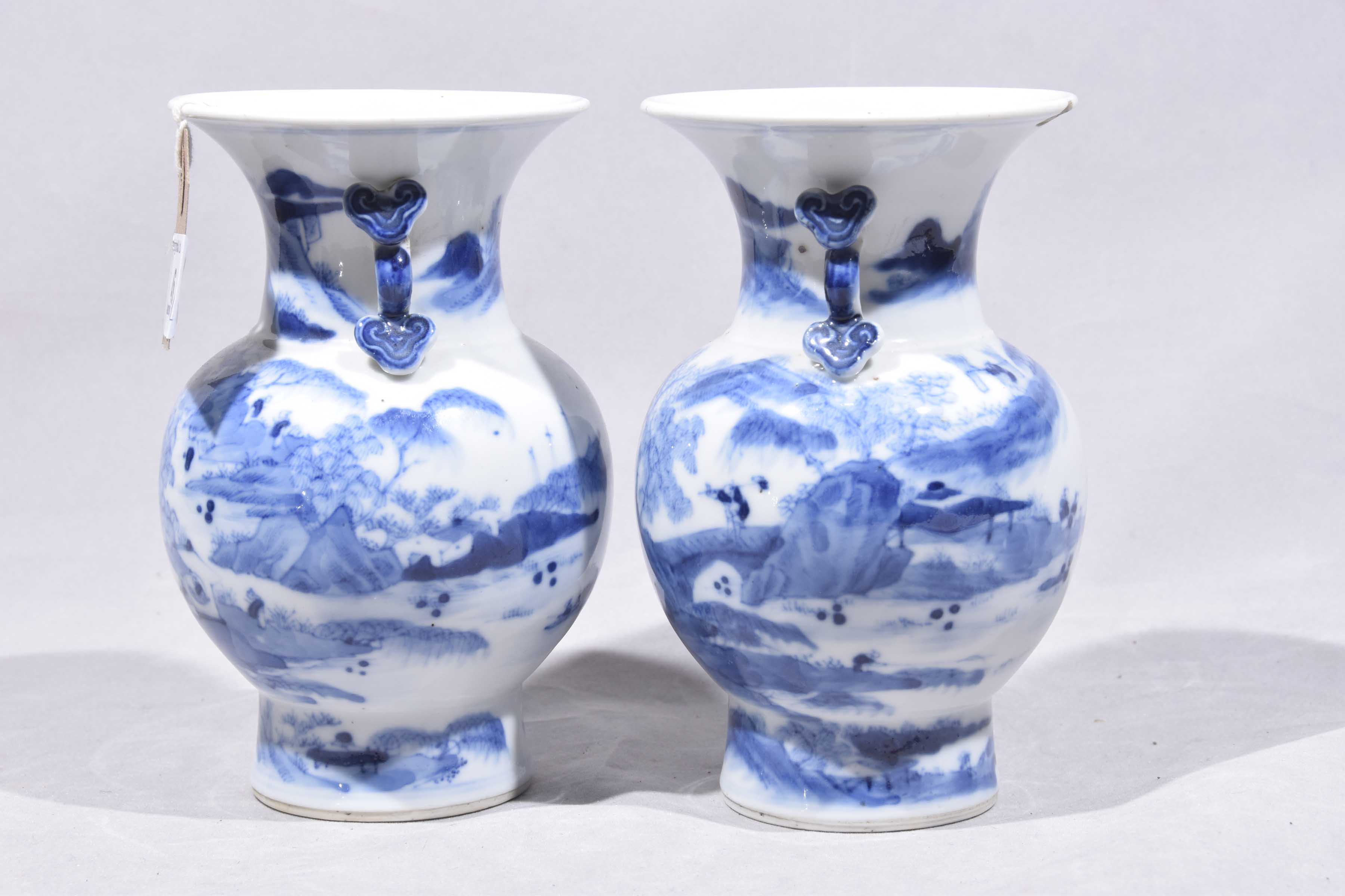 A pair of Chinese blue and white vases, Kangxi (1654-1722) Each of baluster form, - Image 4 of 8