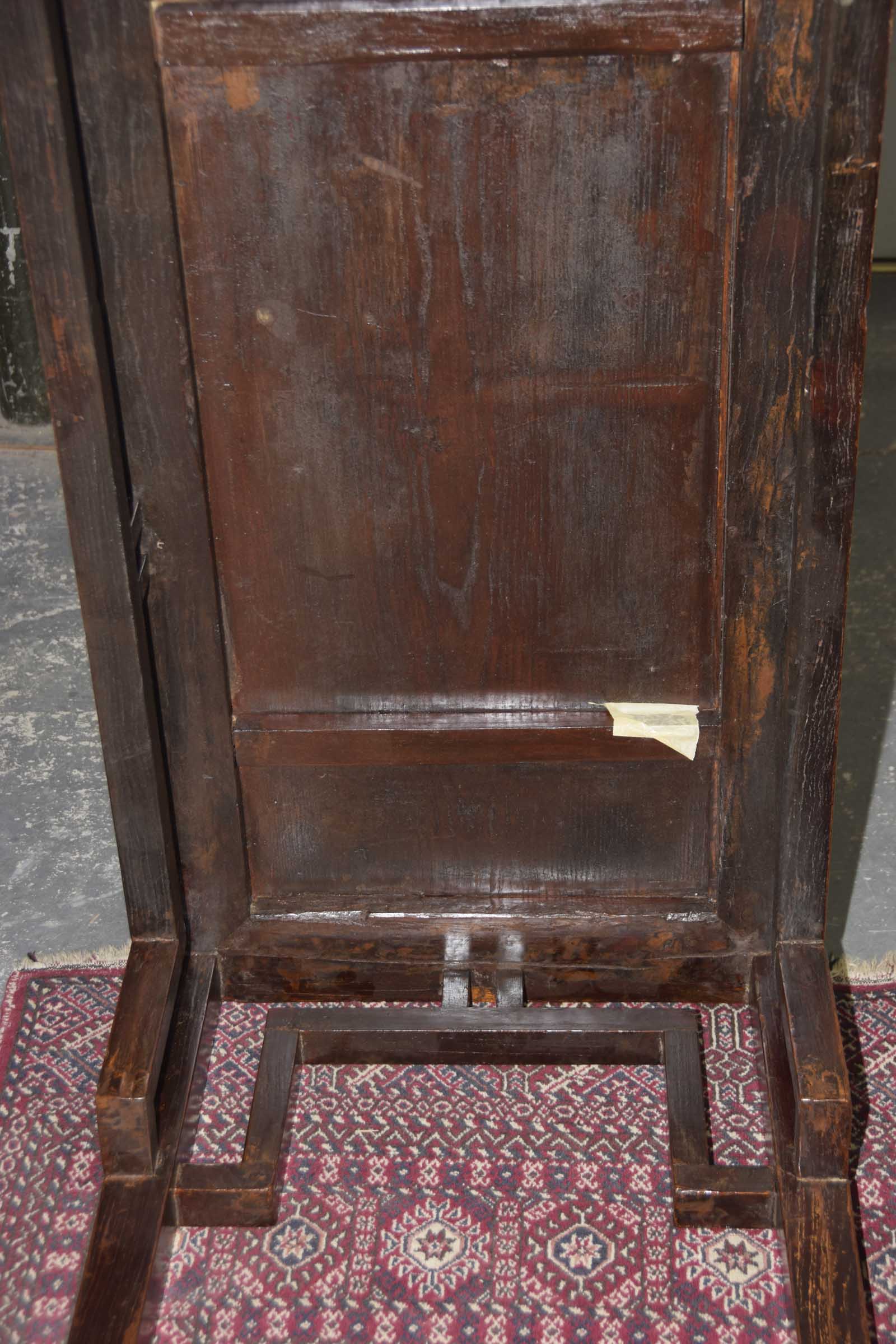 A Chinese Hunghuali style altar table The single plank top supported by slightly tapered yoke - Image 14 of 15